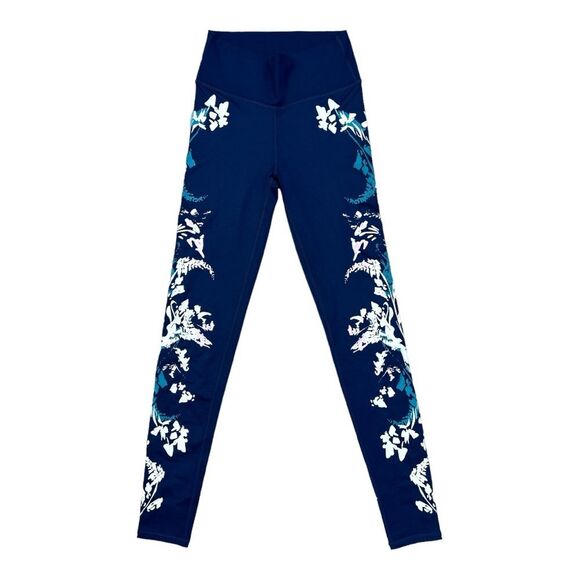 Fabletics Define PowerHold High-Waisted Navy Blue / White Floral Leggings Size S - Picture 3 of 9
